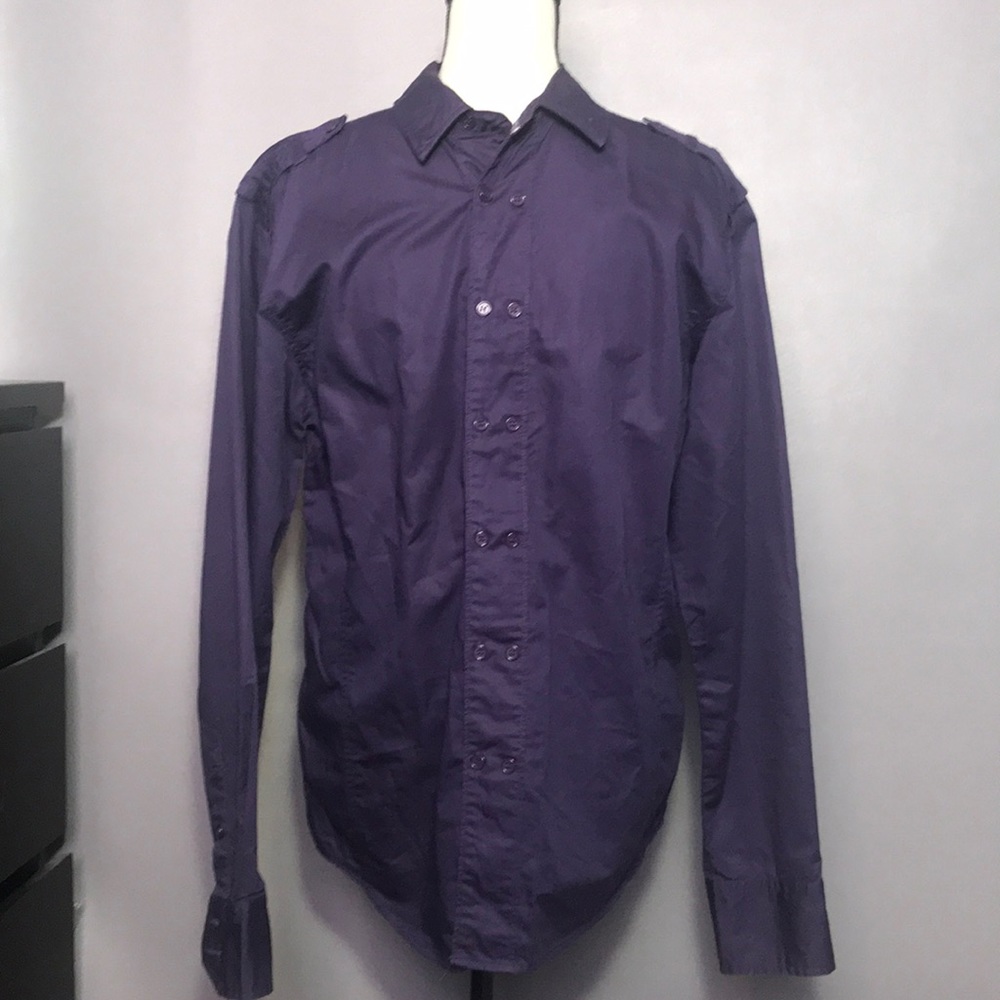 Guess Men's Purple Long Sleeve Button Down Size L